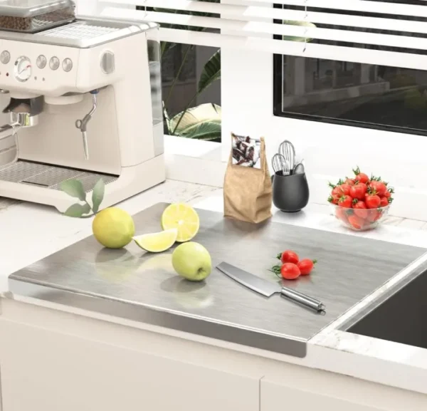 Food grade stainless steel cutting board/chopping board/CounterTop. No Microplastic No Smell. perfect for dough kneading, for cutting fruits vegetables, cutting board,Meat, Fish - Image 4