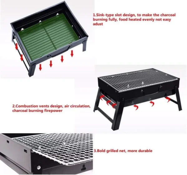 Portable Foldable Charcoal BBQ Grill Outdoor Barbecue Machine for Camping, Picnic, Garden, and Home Use | Compact & Easy-to-Carry BBQ Cooking Tool - Image 5