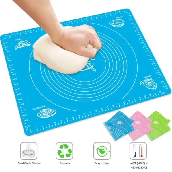 Silicone Baking Roti Mat Extra Large with Measurements Non-Stick Kitchen Mat for Rolling Rotis, Pizza, Cakes & Pastries Reusable & Heat Resistant - Image 2