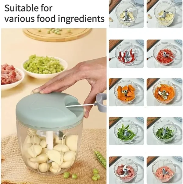 5-Blade Manual Food Chopper | Hand-Pulled Speedy Chopper for Effortless Vegetable & Meat Cutting | Multi-Purpose Manual Chopper Machine for Onions, Garlic, Fruits, and More - Image 4