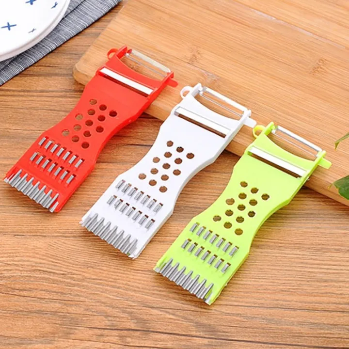 5-in-1 Multipurpose Vegetable & Fruit Cutter Peeler, Julienne Slicer, Grater, Metal Scraper, Garlic & Apple Slicer | Stainless Steel Cooking Tool for Potato, Carrot, Cucumber (Multi-Color)