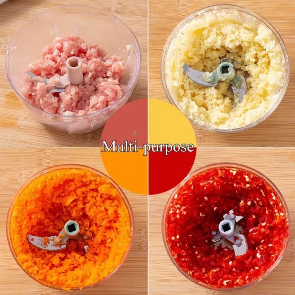5-Blade Manual Food Chopper | Hand-Pulled Speedy Chopper for Effortless Vegetable & Meat Cutting | Multi-Purpose Manual Chopper Machine for Onions, Garlic, Fruits, and More - Image 2