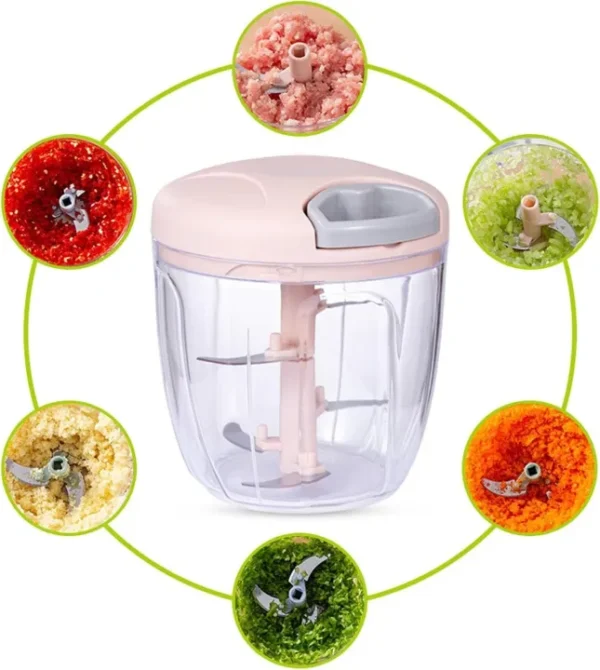 5-Blade Manual Food Chopper | Hand-Pulled Speedy Chopper for Effortless Vegetable & Meat Cutting | Multi-Purpose Manual Chopper Machine for Onions, Garlic, Fruits, and More - Image 2