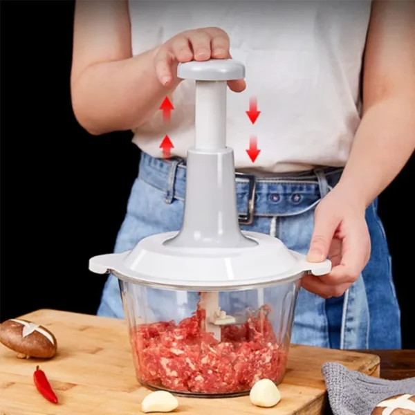 Hand Push Chopper Machine | Multifunctional Food Processor for Home & Kitchen | Manual Meat Chopper, Vegetable Cutter, Mincer, Mixer, and Blender | Effortless Chopping for Fruits, Onions, Garlic & More - Image 3