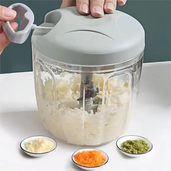 5-Blade Manual Food Chopper | Hand-Pulled Speedy Chopper for Effortless Vegetable & Meat Cutting | Multi-Purpose Manual Chopper Machine for Onions, Garlic, Fruits, and More - Image 5