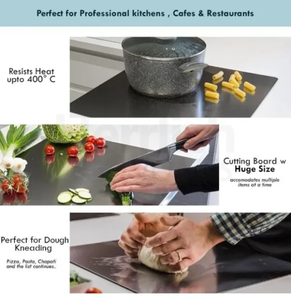 Food grade stainless steel cutting board/chopping board/CounterTop. No Microplastic No Smell. perfect for dough kneading, for cutting fruits vegetables, cutting board,Meat, Fish - Image 3