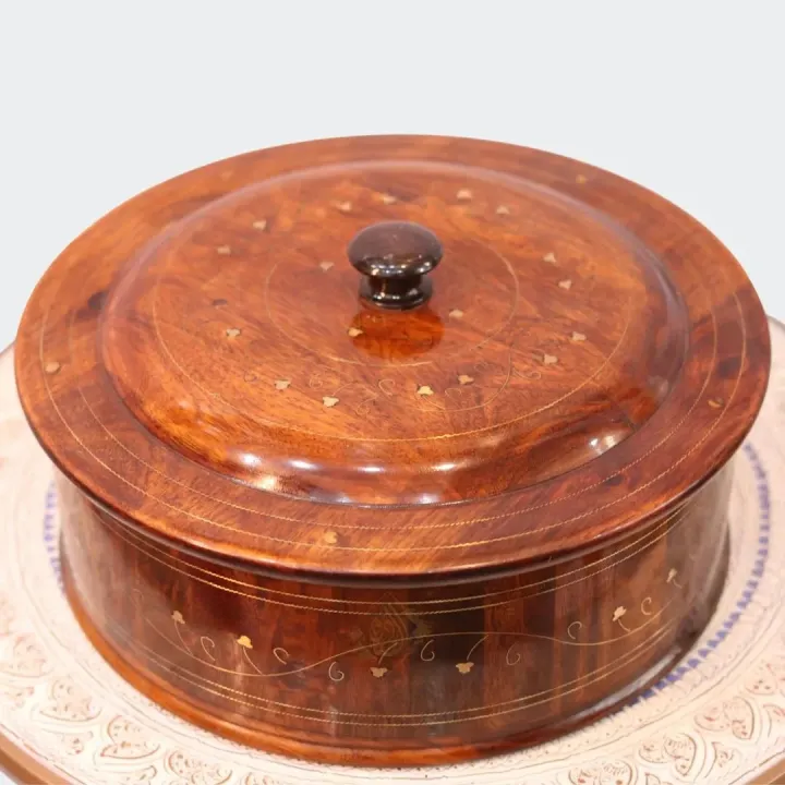 Traditional Hot Pot / Hotpot with Premium Brass Work Handcrafted Serving Dish for Food Storage & Presentation Size 12″ x 12″ | Elegant Brass Finish for Special Occasions & Daily Use